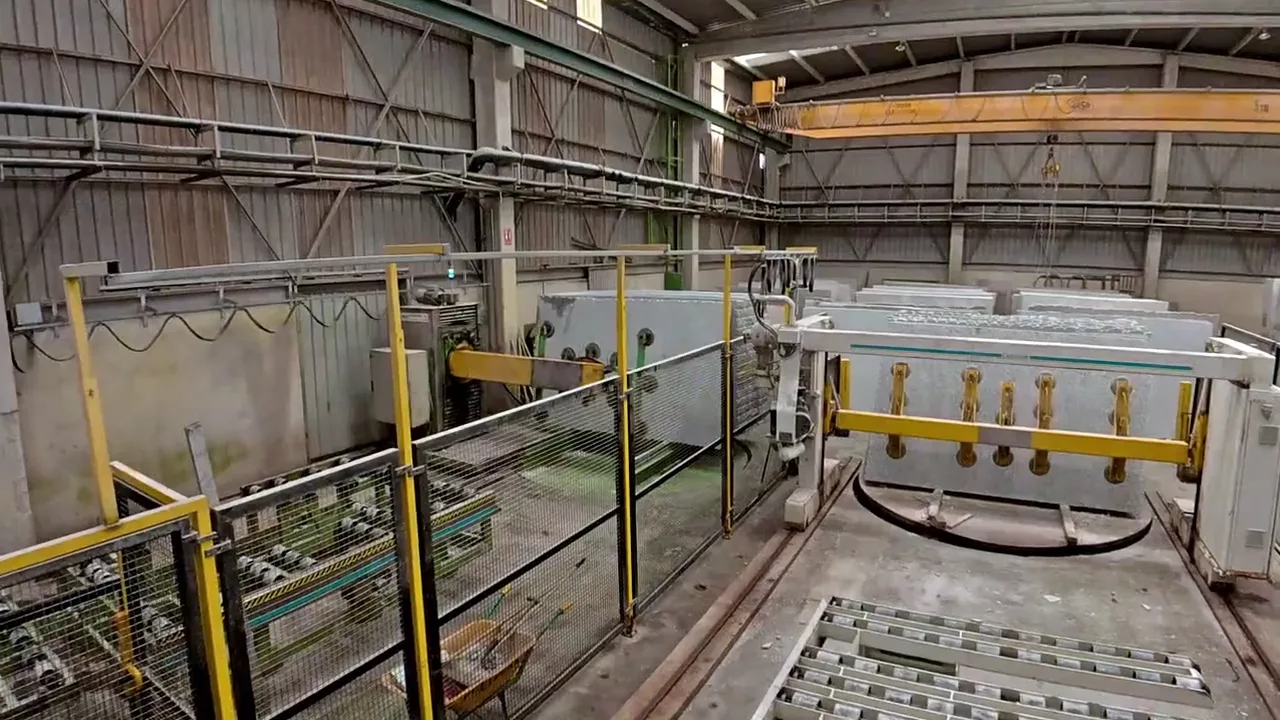 Placa de granito pulido en planta de elaboración